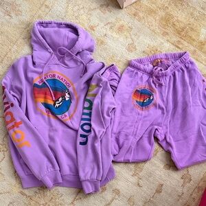 Aviator Nation Neon Purple Set with Rainbow Logo